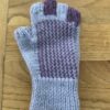 Light grey/maroon fingerless mitts